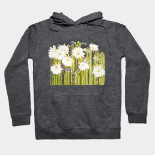 white cactus flowers watercolor Hoodie